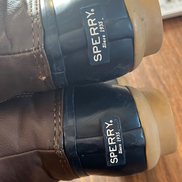 Sperry Boots 4 Saltwater Brown Leather Rubber Heeled Snow Ski Preppy Classic - Picture 9 of 13